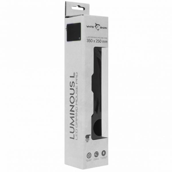 White Shark podložka pod myš LED LUMINOUS L, 350 x 250 mm, černá White Shark podložka pod myš LED LUMINOUS L, 350 x 250 mm, černá