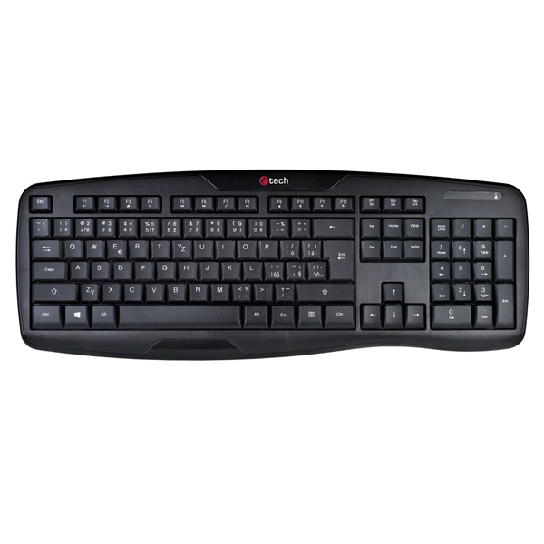 Bezdrátový set klávesnice a myši C-TECH WLKMC-02 Ergo, CZ/SK rozložení, černý Bezdrátový set klávesnice a myši C-TECH WLKMC-02 Ergo, CZ/SK rozložení, černý
