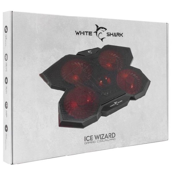 White Shark chladící podložka ICE WIZARD, 4 větráky, černá White Shark chladící podložka ICE WIZARD, 4 větráky, černá