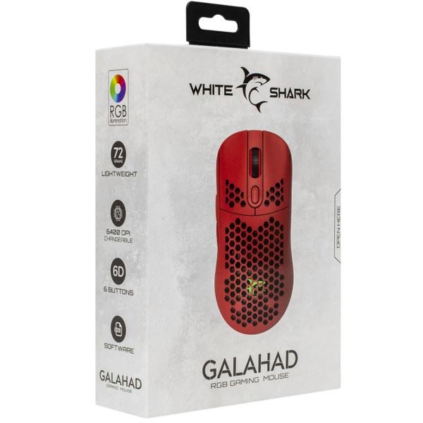 White Shark herní myš GALAHAD, 7200 dpi, červená White Shark herní myš GALAHAD, 7200 dpi, červená