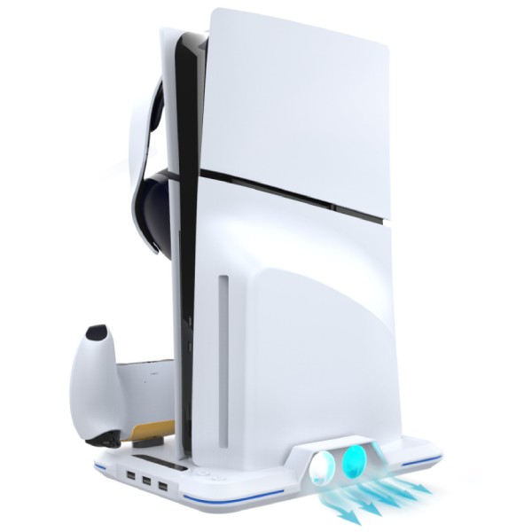 iPega P5S020W nabíjecí stojan s RGB a chlazením pro PlayStation 5 Slim, bílá iPega P5S020W nabíjecí stojan s RGB a chlazením pro PlayStation 5 Slim, bílá