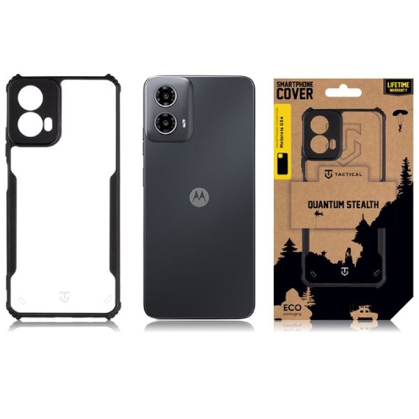 Pouzdro Tactical Quantum Stealth pro Motorola G34, transparentní/černé Pouzdro Tactical Quantum Stealth pro Motorola G34, transparentní/černé