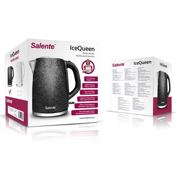 Salente IceQueen, rychlovarná konvice 1,7 l, nerezová ocel, černá Salente IceQueen, rychlovarná konvice 1,7 l, nerezová ocel, černá