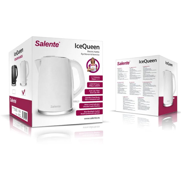 Salente IceQueen, rychlovarná konvice 1,7 l, nerezová ocel, bílá Salente IceQueen, rychlovarná konvice 1,7 l, nerezová ocel, bílá