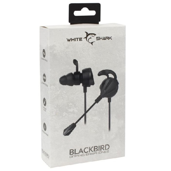 White Shark Herní sluchátka do uší BLACKBIRD s mikrofonem, černé White Shark Herní sluchátka do uší BLACKBIRD s mikrofonem, černé