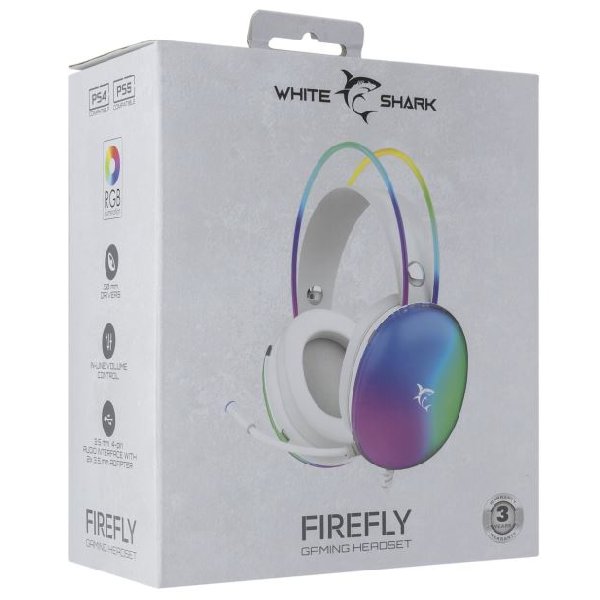 White Shark Herní sluchátka FIREFLY pro PC, PS4, PS5, Xbox, MAC, bílé White Shark Herní sluchátka FIREFLY pro PC, PS4, PS5, Xbox, MAC, bílé