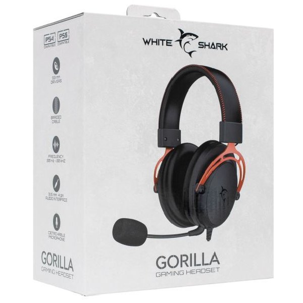 White Shark Herní sluchátka GORILLA pro PC, MAC, PS4, PS5, Xbox, červené/černé White Shark Herní sluchátka GORILLA pro PC, MAC, PS4, PS5, Xbox, červené/černé