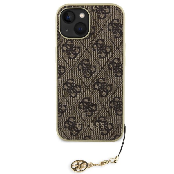 Zadní kryt Guess 4G Charms pro iPhone 15, hnědý