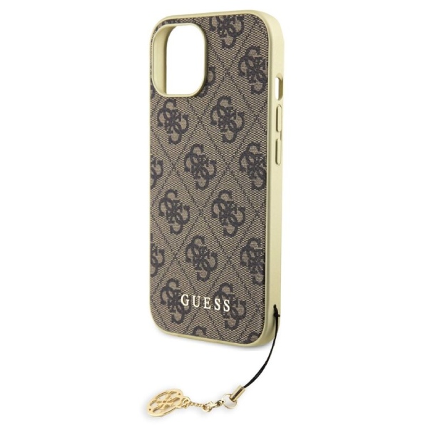 Zadní kryt Guess 4G Charms pro iPhone 15, hnědý