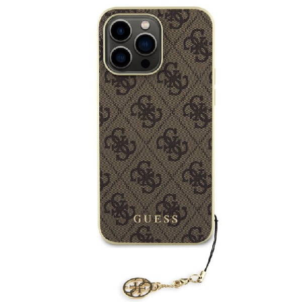 Zadní kryt Guess 4G Charms pro iPhone 15 Pro Max, hnědý Zadní kryt Guess 4G Charms pro iPhone 15 Pro Max, hnědý