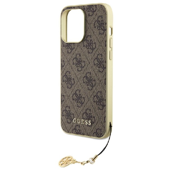 Zadní kryt Guess 4G Charms pro iPhone 15 Pro Max, hnědý Zadní kryt Guess 4G Charms pro iPhone 15 Pro Max, hnědý
