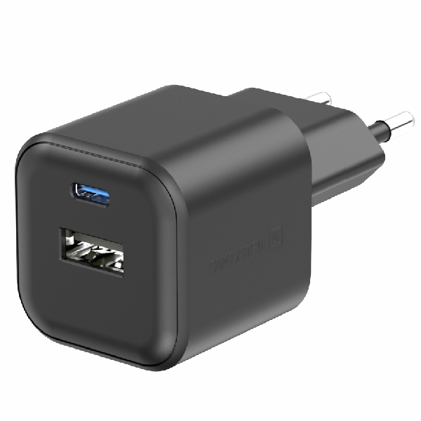 Swissten network Adapter 1x USB-C + 1xUSB-A 12W,black Swissten network Adapter 1x USB-C + 1xUSB-A 12W,black