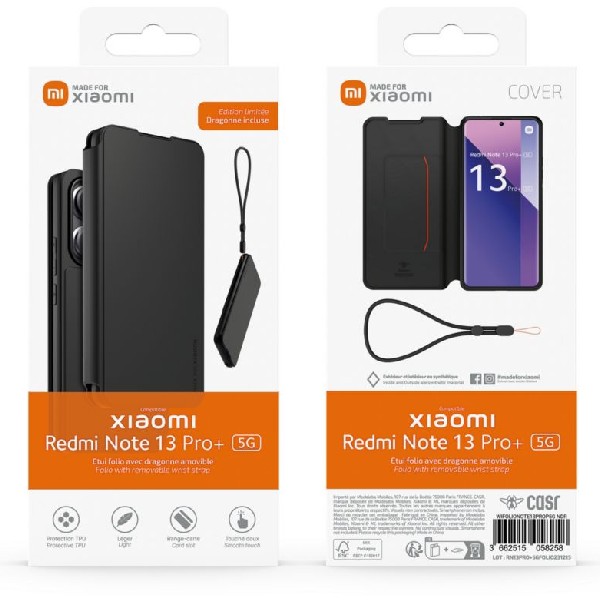 Made for Xiaomi TPU pouzdro pro Xiaomi Redmi Note 13 Pro + s poutkem, černé Made for Xiaomi TPU pouzdro pro Xiaomi Redmi Note 13 Pro + s poutkem, černé
