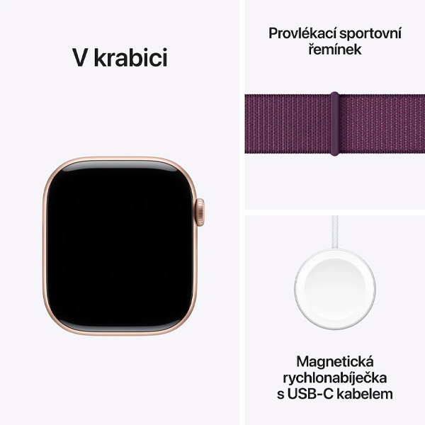 Apple Watch Series 10 GPS 46mm Růžově zlatý hliník se švestkovým provlékacím sportovním řemínkem Apple Watch Series 10 GPS 46mm Růžově zlatý hliník se švestkovým provlékacím sportovním řemínkem