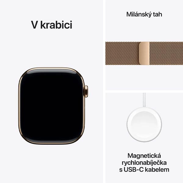 Apple Watch Series 10 GPS + Cellular 46mm Zlatý titan se zlatým milánskym řemínkem - M/L Apple Watch Series 10 GPS + Cellular 46mm Zlatý titan se zlatým milánskym řemínkem - M/L