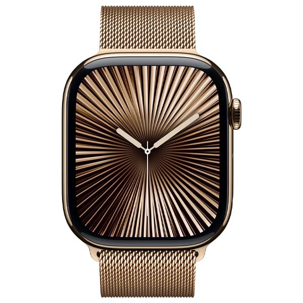 Apple Watch Series 10 GPS + Cellular 46mm Zlatý titan se zlatým milánskym řemínkem - S/M Apple Watch Series 10 GPS + Cellular 46mm Zlatý titan se zlatým milánskym řemínkem - S/M