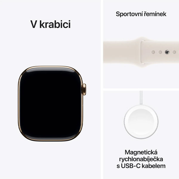 Apple Watch Series 10 GPS + Cellular 46mm Zlatý titan s hvězdně bílým sportovním řemínkem - S/M Apple Watch Series 10 GPS + Cellular 46mm Zlatý titan s hvězdně bílým sportovním řemínkem - S/M