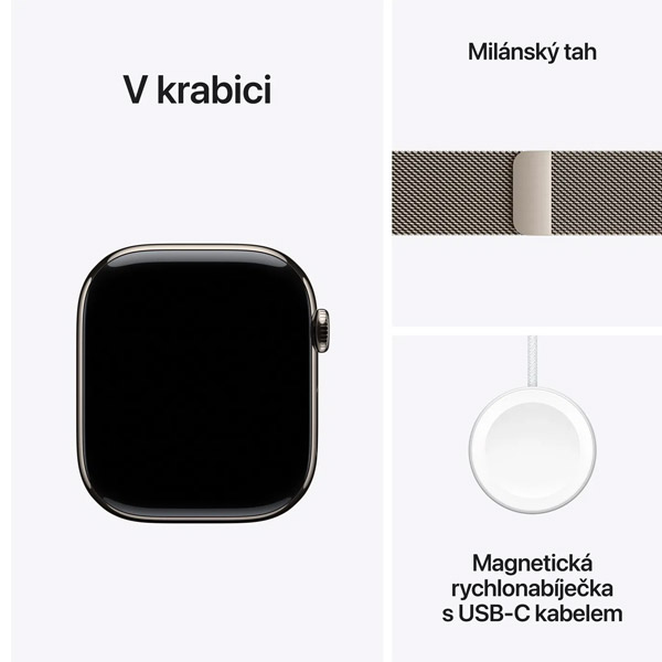 Apple Watch Series 10 GPS + Cellular 46mm Přírodní titan s přírodním milánskym řemínkem - M/L Apple Watch Series 10 GPS + Cellular 46mm Přírodní titan s přírodním milánskym řemínkem - M/L