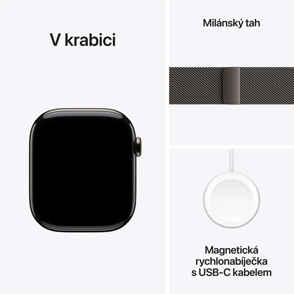 Apple Watch Series 10 GPS + Cellular 46mm Břidlicově šedý titan s břidlicově šedým milánskym řemínkem - M/L Apple Watch Series 10 GPS + Cellular 46mm Břidlicově šedý titan s břidlicově šedým milánskym řemínkem - M/L