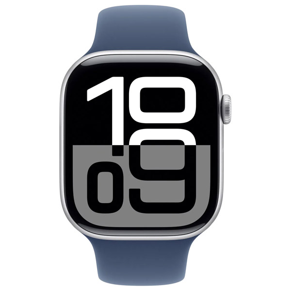 Apple Watch Series 10 GPS + Cellular 46mm stříbrný hliník s denimovým sportovním řemínkem - S/M Apple Watch Series 10 GPS + Cellular 46mm stříbrný hliník s denimovým sportovním řemínkem - S/M
