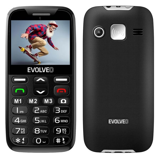 Evolveo EasyPhone XR, mobilní telefon pro seniory s nabíjecím stojanem, černý