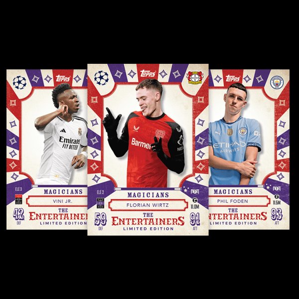Fotbalové karty Topps Match Attax TCG 2024/25 UCC Booster Tin 1 fialová Fotbalové karty Topps Match Attax TCG 2024/25 UCC Booster Tin 1 fialová