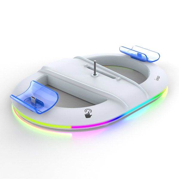 iPega P5S045 Vertikální nabíjecí stojan s RGB pro PS5/PS5 Slim bílý iPega P5S045 Vertikální nabíjecí stojan s RGB pro PS5/PS5 Slim bílý