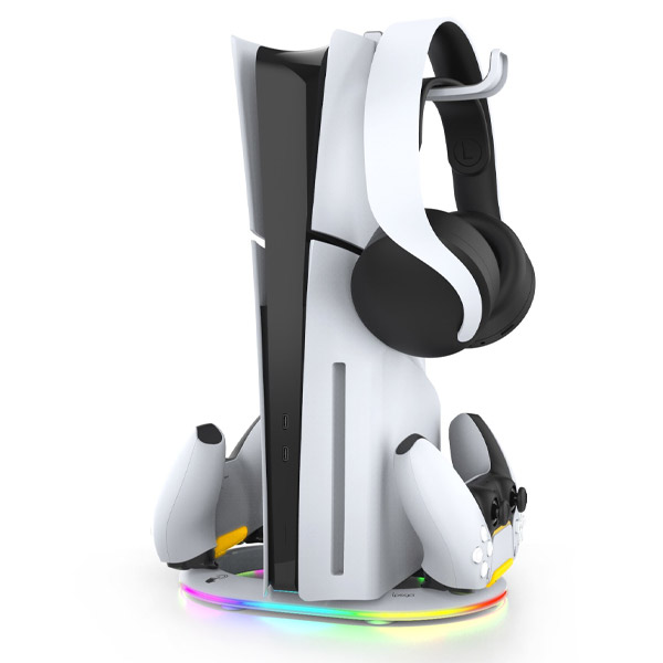 iPega P5S045 Vertikální nabíjecí stojan s RGB pro PS5/PS5 Slim bílý iPega P5S045 Vertikální nabíjecí stojan s RGB pro PS5/PS5 Slim bílý