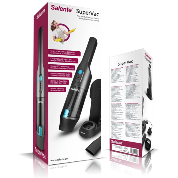 Salente SuperVac, ruční vysavač, HEPA H7, 2200 mAh, 110 W, antracit