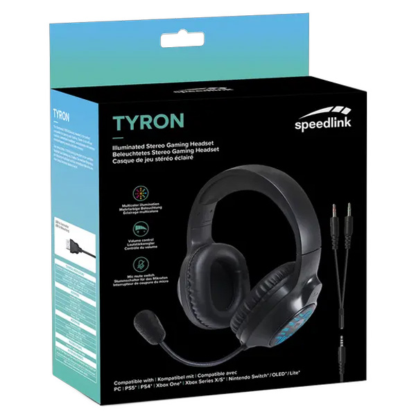 Speedlink Tyron RGB Stereo Headset for PC/PS5/PS4/XSX/Switch, black Speedlink Tyron RGB Stereo Headset for PC/PS5/PS4/XSX/Switch, black