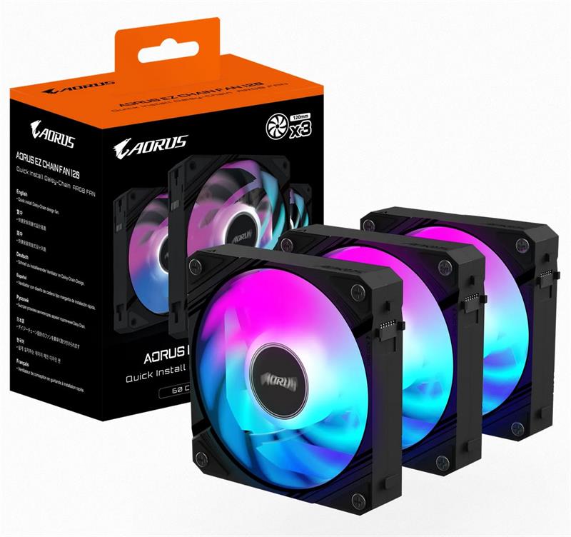 Gigabyte AORUS EZ CHAIN FAN 120, ARGB, black, 3-Pack Gigabyte AORUS EZ CHAIN FAN 120, ARGB, black, 3-Pack
