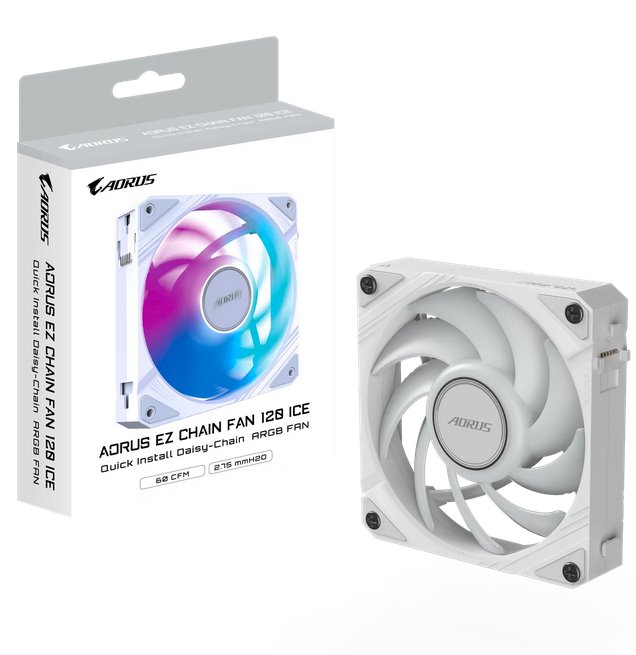 Gigabyte AORUS EZ CHAIN FAN 120 ICE, ARGB, white Gigabyte AORUS EZ CHAIN FAN 120 ICE, ARGB, white