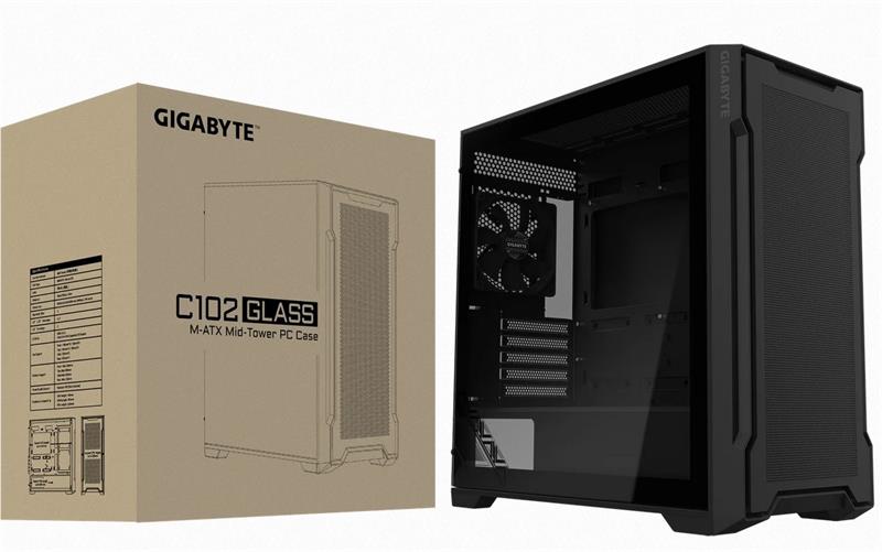 Gigabyte case C102 GLASS, mATX, Mid Tower, black Gigabyte case C102 GLASS, mATX, Mid Tower, black