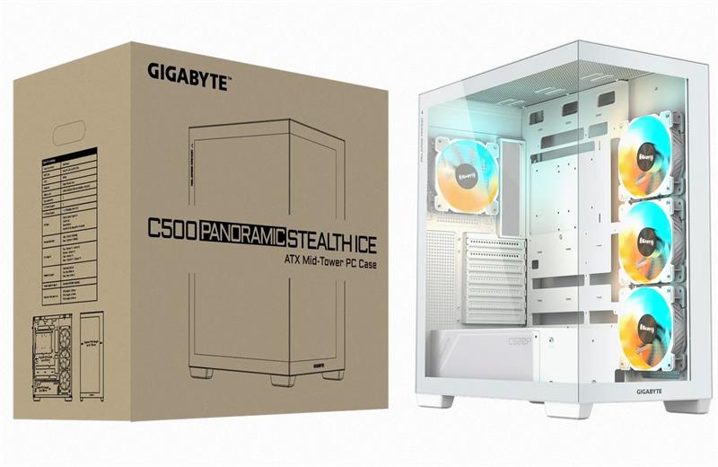 GIGABYTE case C500 PANORAMIC STEALTH ICE, ATX, Mid Tower, white GIGABYTE case C500 PANORAMIC STEALTH ICE, ATX, Mid Tower, white