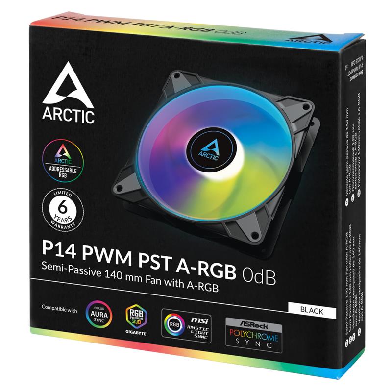 Arctic ventilátor P14 PWM PST A-RGB black Arctic ventilátor P14 PWM PST A-RGB black