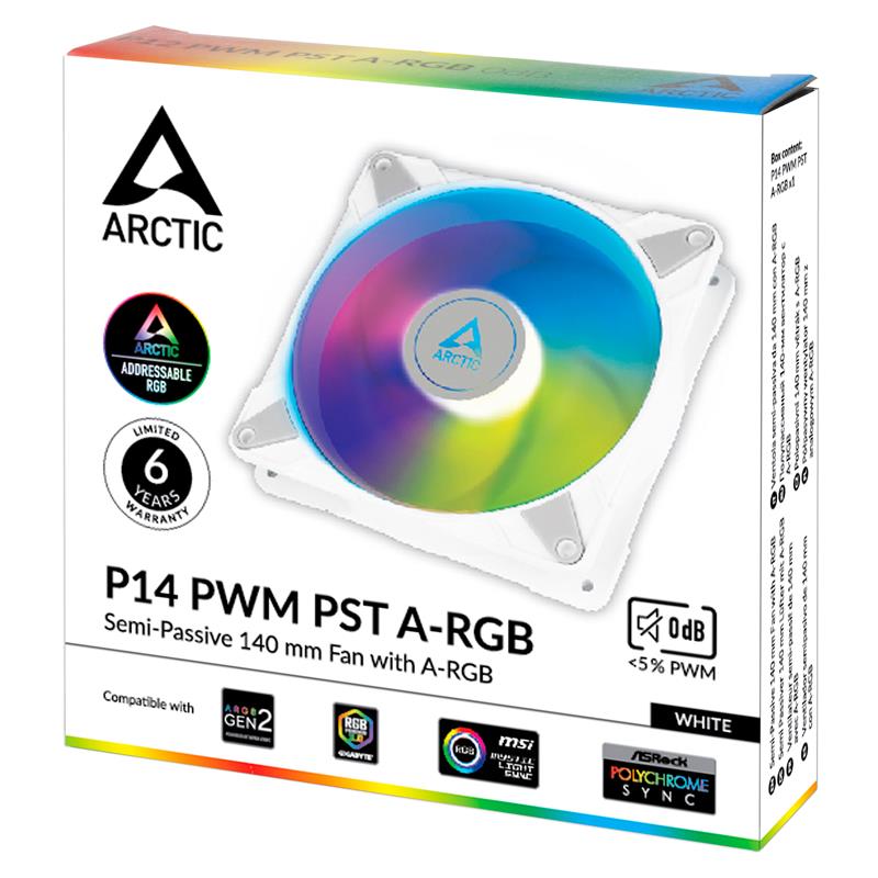 Arctic ventilátor P14 PWM PST A-RGB white Arctic ventilátor P14 PWM PST A-RGB white