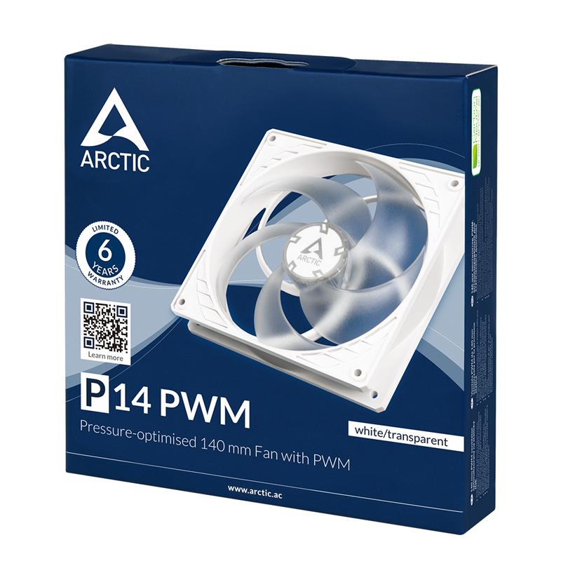 Arctic ventilátor P14 PWM white/transparent Arctic ventilátor P14 PWM white/transparent