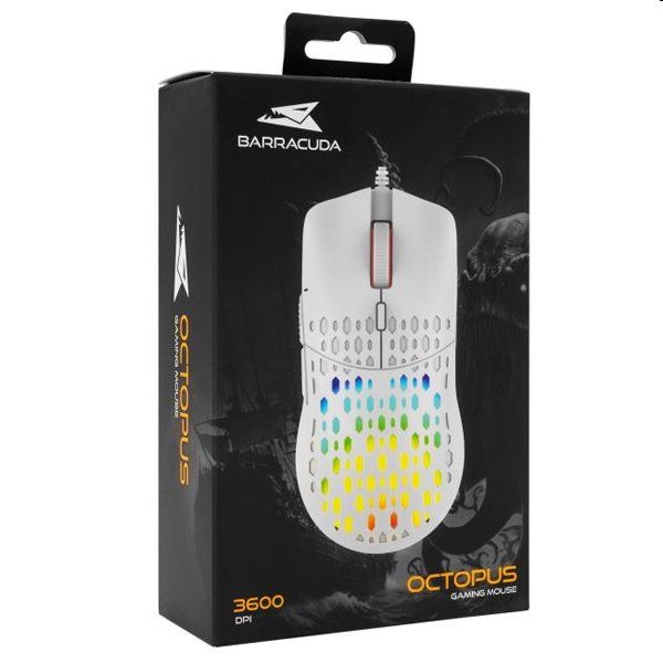Baracuda Gaming mouse OCTOPUS, 6D, 3600 dpi, white, vystavený, záruka 21 měsíců