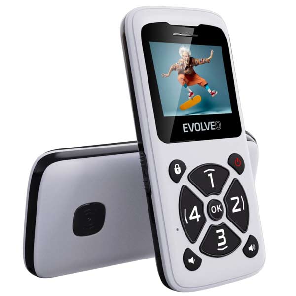 EVOLVEO EasyPhone ID, mobilní telefon pro seniory, bílý