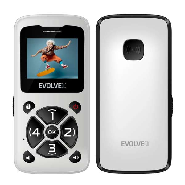 EVOLVEO EasyPhone ID, mobilní telefon pro seniory, bílý