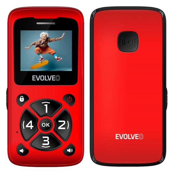 EVOLVEO EasyPhone ID, mobilní telefon pro seniory, červený