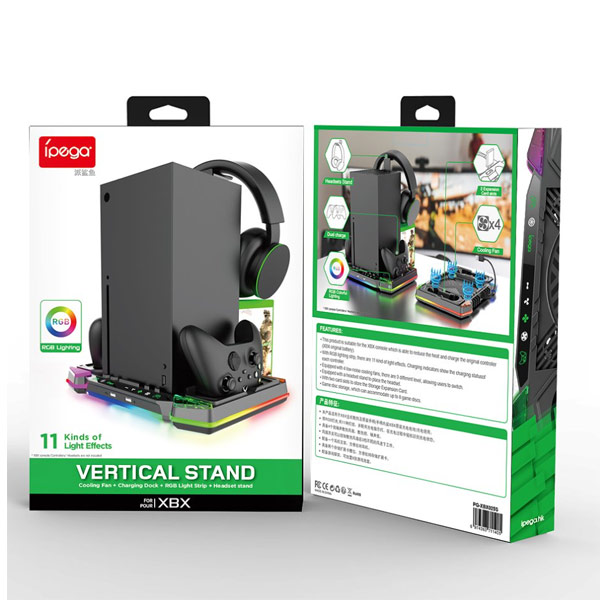 iPega XBX025S Xbox Series X, bezdrátový ovladač, bezdrátový headset dock s RGB, černý iPega XBX025S Xbox Series X, bezdrátový ovladač, bezdrátový headset dock s RGB, černý
