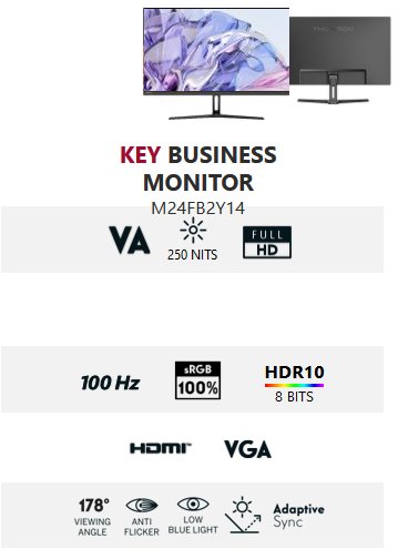 Thomson M24FB2Y14 - 23,8" FHD, VA, 100Hz, 5ms, 250cd, 4000:1, HDMI, VGA, 3Yr Thomson M24FB2Y14 - 23,8" FHD, VA, 100Hz, 5ms, 250cd, 4000:1, HDMI, VGA, 3Yr