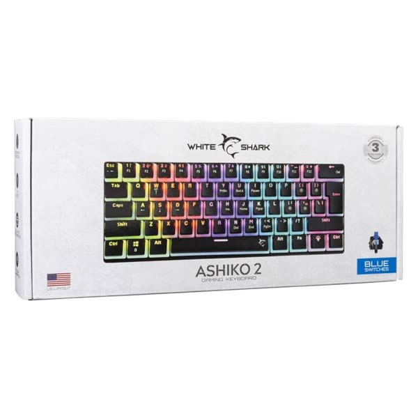 White Shark Gaming keyboard ASHIKO 2, blue switch, US, black White Shark Gaming keyboard ASHIKO 2, blue switch, US, black