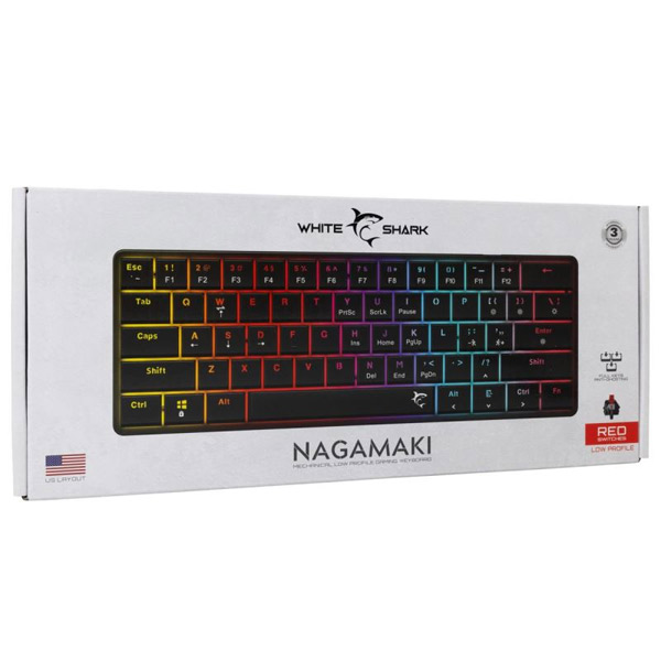 White Shark Mechanical gaming keyboard NAGAMAKI, US, red switch, black White Shark Mechanical gaming keyboard NAGAMAKI, US, red switch, black