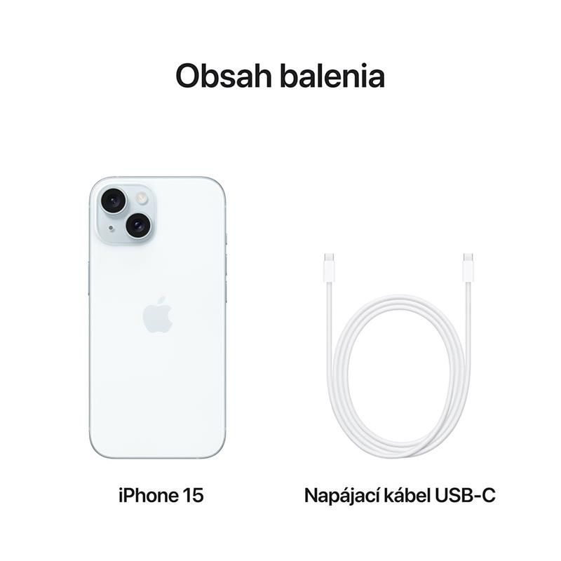 Apple iPhone 15, 128GB, modrá, Trieda B - použitý, záruka 12 měsíců