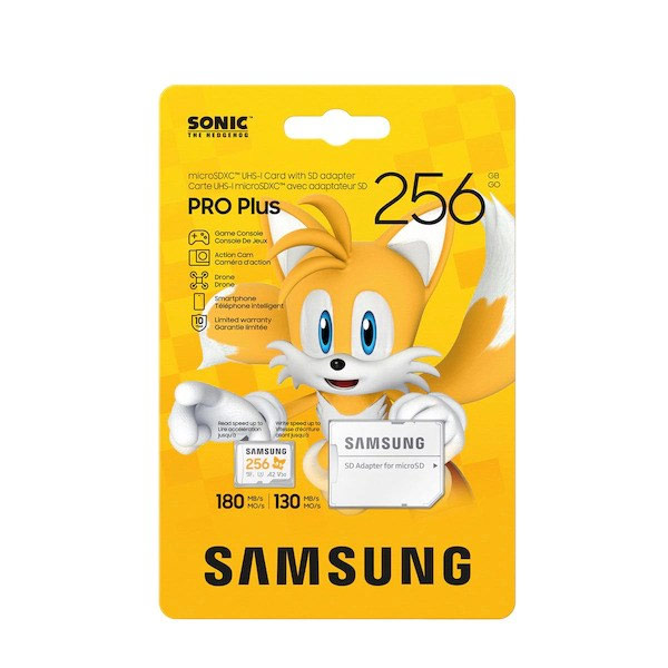 Samsung micro SDXC 256GB PRO Plus 'Sonic the Hedgehog' + SD adaptér Samsung micro SDXC 256GB PRO Plus 'Sonic the Hedgehog' + SD adaptér