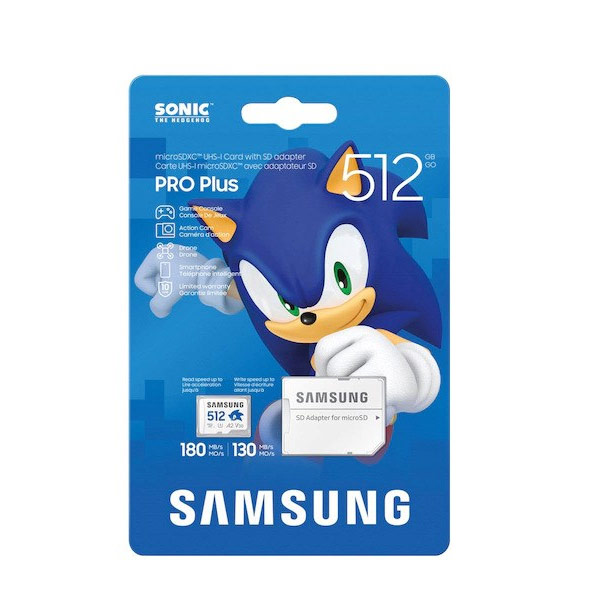 Samsung micro SDXC 512GB PRO Plus 'Sonic the Hedgehog' + SD adaptér Samsung micro SDXC 512GB PRO Plus 'Sonic the Hedgehog' + SD adaptér
