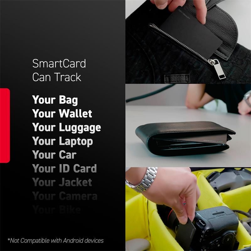 KeySmart SmartCard s Apple Find My - čierna