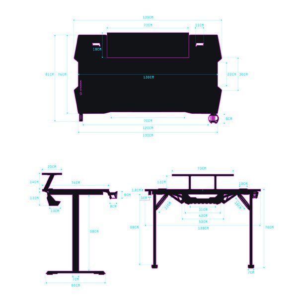 ULTRADESK herní stůl ATOMIC, 139x74 cm, 76 cm, s vyvýšeným stojanom na monitor, držiakom na slúcha, s celoplošnou XXL podl. ULTRADESK herní stůl ATOMIC, 139x74 cm, 76 cm, s vyvýšeným stojanom na monitor, držiakom na slúcha, s celoplošnou XXL podl.